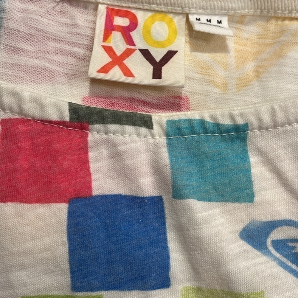 Roxy Cream Print Long Sleeve T-Shirt Sz M - Picture 5 of 6